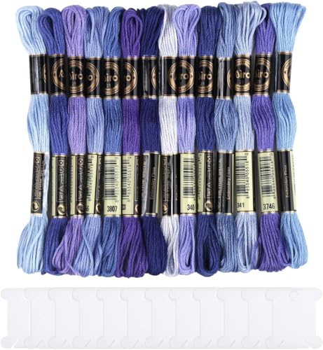 DERAYEE Blau-violett 14 Farben 8 Meter Stickgarn,Kreuzstichfäden für Sticken,Basteln, Kreuzstich,Häkeln von DERAYEE