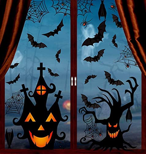 DERAYEE Halloween Aufkleber, Halloween Fensterbilder Sticker Fensterdeko Halloween Deko für Heimdekoration Schuldekoration Halloween Party Nordic elderly 8 Blätter… von DERAYEE