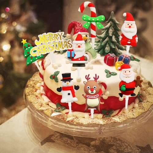 DERAYEE Weihnachtsdekoration für Kuchen, Topper in Weihnachtsform, Kuchendekoration mit Weihnachtsfiguren von DERAYEE