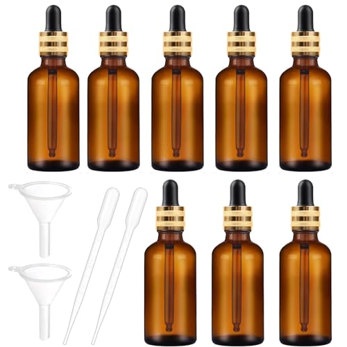 DERJDISF Pipettenflasche - 8 Pipettenflaschen 30 ml Bernstein-Glasflasche mit Pipette, Flasche mit Pipette für ätherische Öle, Parfümöle, flüssige Farbstoffe von DERJDISF