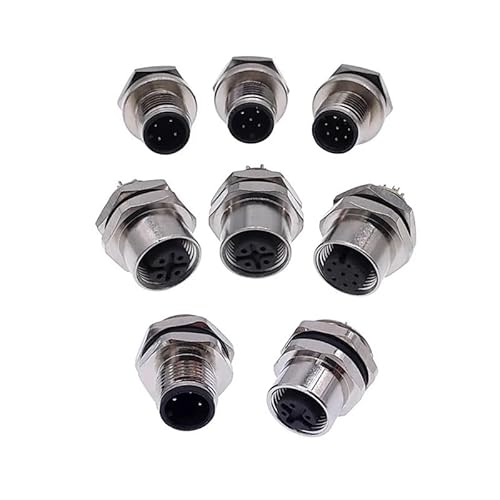 M12 Panel Back Socket Sensor Connector Waterproof Screw Threaded Coupling Male Female 3 4 5 8Pin M1216 DERYLFGND(M12 Female 3pin) von DERYLFGND