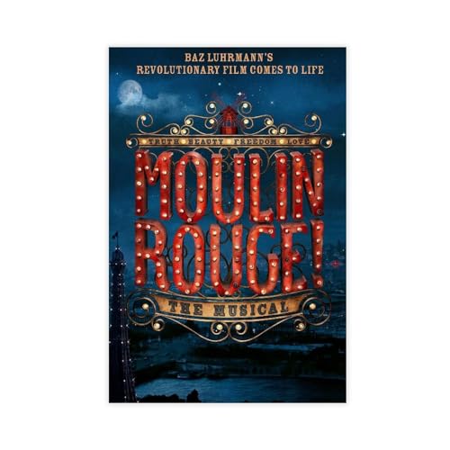 DESHVA Moulin Rouge Musikposter auf Leinwand, Schlafzimmer, Dekoration, Sport, Landschaft, Büro, Raumdekoration, Geschenk, ungerahmt, 30 x 45 cm von DESHVA