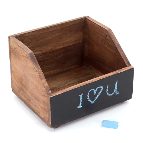 Holz SCHREIBTISCH ORGANIZER Libro | mit beschriftbarer Tafel, Mahagoni Holz, 24x21x16 cm (BxTxH) | Holzkiste, Holzbox, Büro Organizer, Buchregal, Schreibtischablage, Dokumentenkiste, Dokumentenablage von DESIGN DELIGHTS