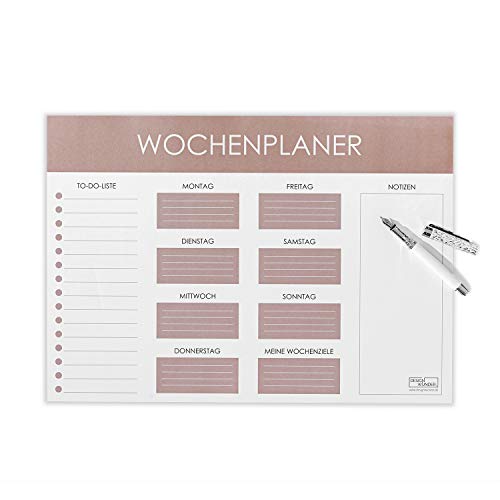 DESIGN WUNDER® Schreibtischunterlage in DIN A3 - Nutzbar als Schreibunterlage mit Wochenplaner, Notizblock und to Do Liste von DESIGN WUNDER