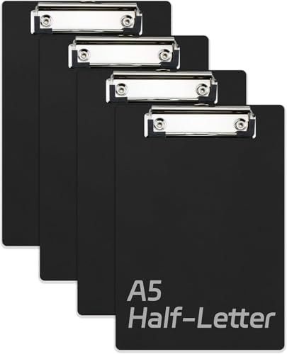 4er-Pack Klemmbretter A5 | Schreibbrett aus Kunststoff im DIN A5 Hochformat | Größe Klemmbrett Menü Pads Quittung Clips für Schule Büro Restaurant Cafe Hotel von DESSY&BILI