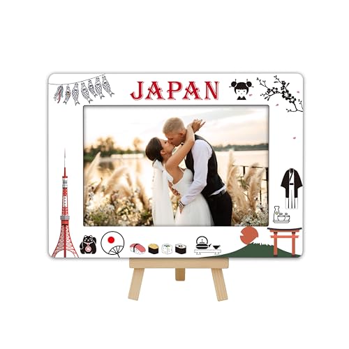 DETIHO Japanischer Reise-Bilderrahmen, japanischer Holzrahmen mit Staffelei-Ständer für Heimdekoration, Tisch-Display, Urlaub, Flitterwochen, Geschenke für Freunde, Paare, 10 x 15 cm, B10 von DETIHO