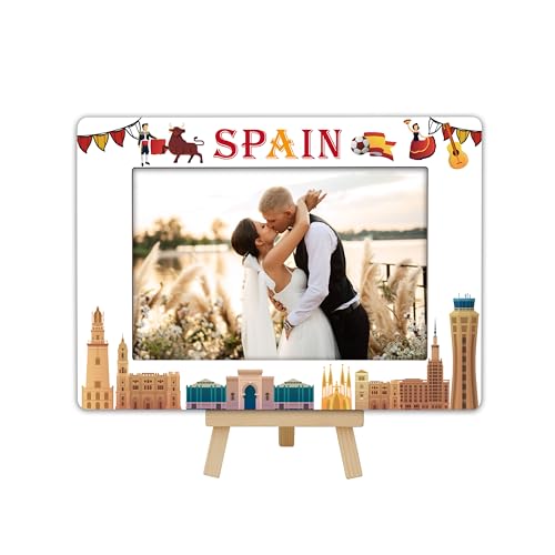 DETIHO Spanien-Reise-Bilderrahmen, Spanien-Thema, Holzrahmen mit Staffelei-Ständer für Heimdekoration, Tisch-Display, Urlaub, Flitterwochen, Geschenke für Freunde, Paare, 10 x 15 cm, B09 von DETIHO