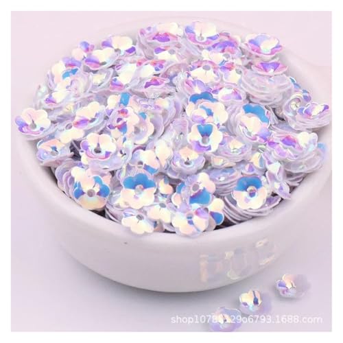 Bulk Pailletten, runde Glitzerpailletten, 10 gr/paket 6mm 8mm Konkave Pflaume Blume Pailletten Dekoration Handwerk Pailletten DIY Ornament Nähen Lentejuelas Zubehör(No. 01 Golden White,6mm 550pcs) von DETPWVWB