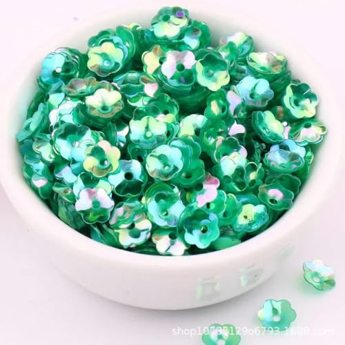 Bulk Pailletten, runde Glitzerpailletten, 10 gr/paket 6mm 8mm Konkave Pflaume Blume Pailletten Dekoration Handwerk Pailletten DIY Ornament Nähen Lentejuelas Zubehör(No. 20 oily green,6mm 550pcs) von DETPWVWB