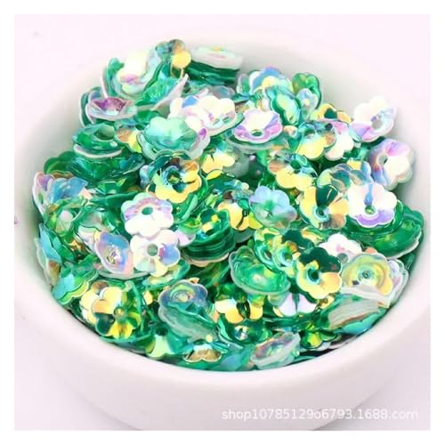 Bulk Pailletten, runde Glitzerpailletten, 10 gr/paket 6mm 8mm Konkave Pflaume Blume Pailletten Dekoration Handwerk Pailletten DIY Ornament Nähen Lentejuelas Zubehör(No. 26 mixed green,8mm 400pcs) von DETPWVWB