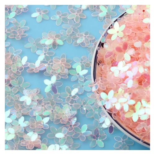 Bulk Pailletten, runde Glitzerpailletten, 10 mm Pailletten, neue dreidimensionale fünfblättrige Blumen-Pailletten, lose runde Cup-Pailletten, Pailletten, DIY, Nähen, Basteln, 10 g/20 g/50(Transparent von DETPWVWB