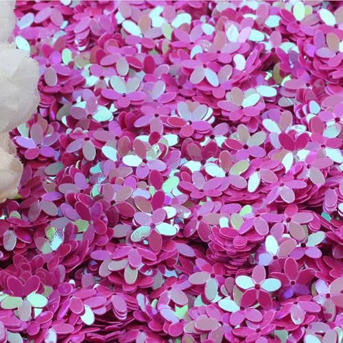 Bulk Pailletten, runde Glitzerpailletten, 10 mm Pailletten, neue dreidimensionale fünfblättrige Blumen-Pailletten, lose runde Cup-Pailletten, Pailletten, DIY, Nähen, Basteln, 10 g/20 g/50(Plum red,10m von DETPWVWB