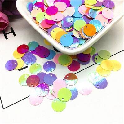 Bulk Pailletten, runde Glitzerpailletten, 200 Stück 10 mm 20 mm Glitzer-Pailletten, flache runde PVC-Pailletten mit Blitzpulver-Pailletten for Basteln(Ab mix,10mm 10g) von DETPWVWB