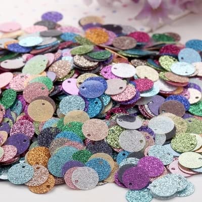 Bulk Pailletten, runde Glitzerpailletten, 200 Stück 10 mm 20 mm Glitzer-Pailletten, flache runde PVC-Pailletten mit Blitzpulver-Pailletten for Basteln(Gillter Mix,20mm 10g) von DETPWVWB