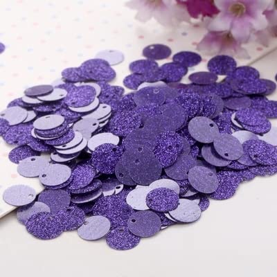 Bulk Pailletten, runde Glitzerpailletten, 200 Stück 10 mm 20 mm Glitzer-Pailletten, flache runde PVC-Pailletten mit Blitzpulver-Pailletten for Basteln(Purple,10mm 10g) von DETPWVWB