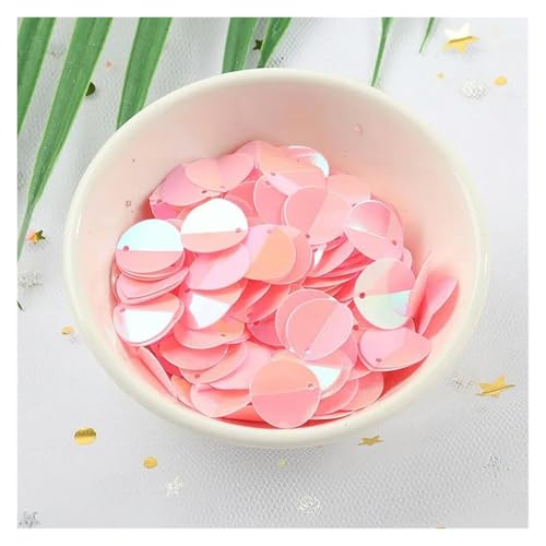 Bulk Pailletten, runde Glitzerpailletten, 240pcs 12mm Cup Oval Folding Sequins Horse Eyes Shape Crafts frosted Loose Paillettes Stickers DIY Wedding Sewing Accessories(AB pink) von DETPWVWB