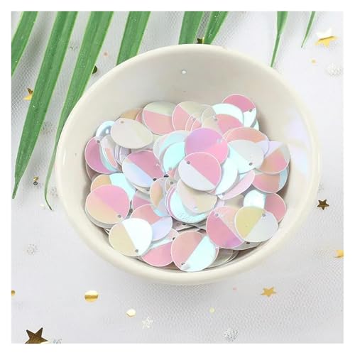 Bulk Pailletten, runde Glitzerpailletten, 240pcs 12mm Cup Oval Folding Sequins Horse Eyes Shape Crafts frosted Loose Paillettes Stickers DIY Wedding Sewing Accessories(AB white) von DETPWVWB