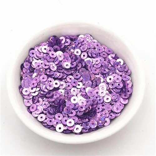 Bulk Pailletten, runde Glitzerpailletten, 5g/4mm Runde Pailletten Basteln Glitzer Costura Nähen Handwerk Dekoration Konfetti DIY Lentejuela Brillos Pailletten Zubehör(Light purple) von DETPWVWB