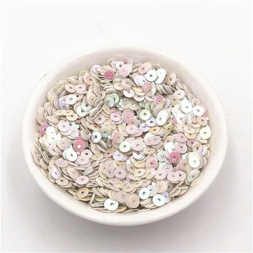 Bulk Pailletten, runde Glitzerpailletten, 5g/4mm Runde Pailletten Basteln Glitzer Costura Nähen Handwerk Dekoration Konfetti DIY Lentejuela Brillos Pailletten Zubehör(White AB) von DETPWVWB