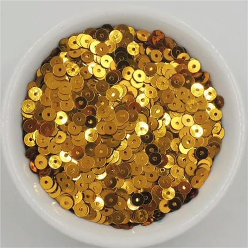 Bulk Pailletten, runde Glitzerpailletten, 5g/4mm Runde Pailletten Basteln Glitzer Costura Nähen Handwerk Dekoration Konfetti DIY Lentejuela Brillos Pailletten Zubehör(Yellow) von DETPWVWB