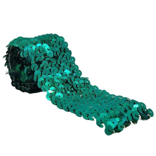 DETPWVWB Flexible Bänderdekoration, Spitzenbänderdekoration 4,5 cm Bling Stretch Band Glitter Mesh Glänzende Nähen Pailletten Band for Halloween Meerjungfrau Kleid Stirnband Kostüm(Cyan,2 Meters) von DETPWVWB