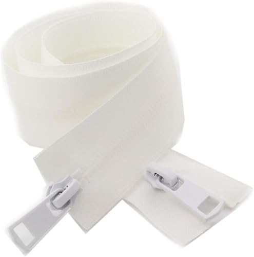 DETPWVWB Mehrfarbiges Reißverschluss-Reparaturset – wasserdichte Nylon-Doppelschieber-unsichtbare Reißverschlüsse for DIY-Nähzubehör(White,100cm) von DETPWVWB