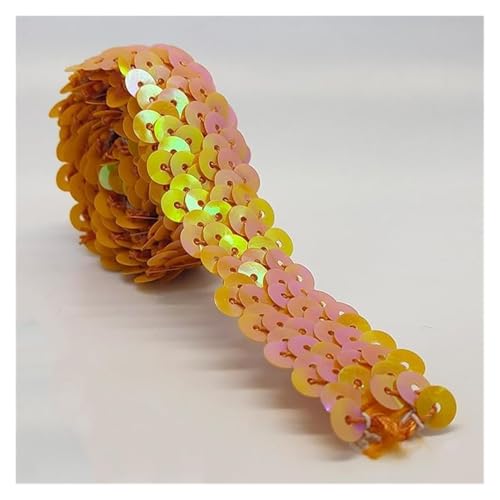 flexible Bänderdekoration, Spitzenbänderdekoration 2 cm glänzendes Paillettenband for Nähen, Bling-Stretchbesatz, Glitzernetz-Spitzenband for Halloween, Meerjungfrauenkleid, Stirnband, Kostüm(Orange,6 von DETPWVWB