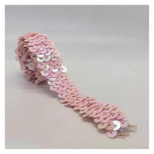 flexible Bänderdekoration, Spitzenbänderdekoration 2 cm glänzendes Paillettenband for Nähen, Bling-Stretchbesatz, Glitzernetz-Spitzenband for Halloween, Meerjungfrauenkleid, Stirnband, Kostüm(Pink,4 M von DETPWVWB