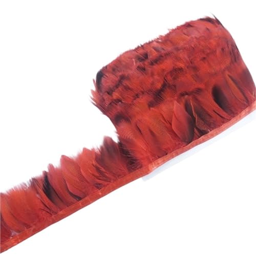 DEXEYSCA Deko Federn 2 Stück Federn Trim Nähen Handarbeit Fransen DIY Plume Kleidung Handwerk Zubehör for Hochzeit Party Schal Für Hüte, Innendekoration(Red) von DEXEYSCA