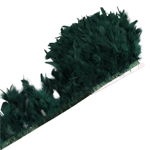 DEXEYSCA Deko Federn 2 Stücke Federn Trim DIY Hochzeit Feder Band Handwerk Nähen Kleidung Party Plume Handgemachte Wohnkultur Für Hüte, Innendekoration(Deep Green,5 Meters) von DEXEYSCA