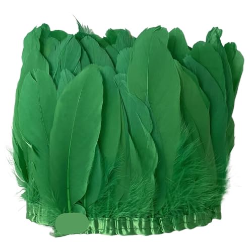 DEXEYSCA Deko Federn 5 Stück Federband, gefärbte Federn, Besatz, 2 Meter, Federn, Fransen for Bastelarbeiten, DIY-Kleid, Nähzubehör Für Hüte, Innendekoration(Green) von DEXEYSCA