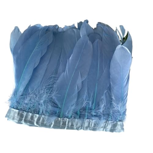 DEXEYSCA Deko Federn 5 Stück Federband, gefärbte Federn, Besatz, 2 Meter, Federn, Fransen for Bastelarbeiten, DIY-Kleid, Nähzubehör Für Hüte, Innendekoration(Light Blue) von DEXEYSCA