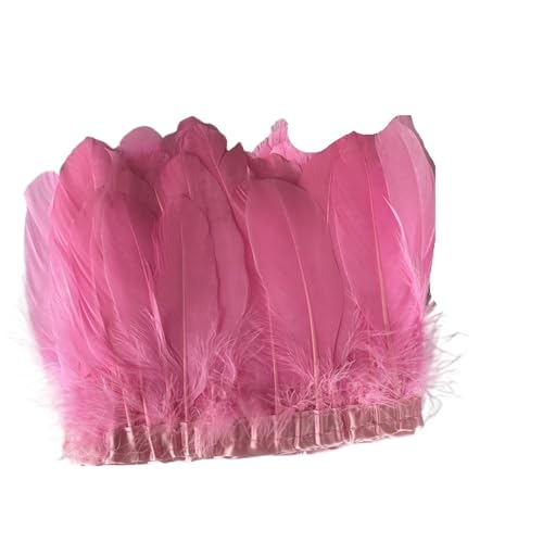 DEXEYSCA Deko Federn 5 Stück Federband, gefärbte Federn, Besatz, 2 Meter, Federn, Fransen for Bastelarbeiten, DIY-Kleid, Nähzubehör Für Hüte, Innendekoration(Pink) von DEXEYSCA