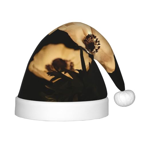 DEXNEL Blühende Blumen, schwarze Weihnachtsmannmützen für Unisex, Teenager, Weihnachten, Neujahr, Weihnachten, Partyzubehör, Urlaubsgeschenke von DEXNEL