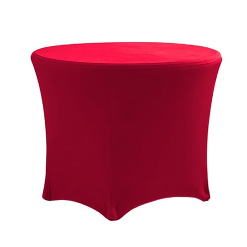 Stretch Spandex Tischdecke, Stretch Stehtisch Hussen, Runder Spandex-Tischbezug, Spandex Stretch Tischdecke mit Fußtaschen, für Hochzeiten, Partys (Rot,122x75 cm) von DEZYPZAM