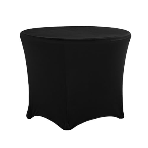 Stretch Spandex Tischdecke, Stretch Stehtisch Hussen, Runder Spandex-Tischbezug, Spandex Stretch Tischdecke mit Fußtaschen, für Hochzeiten, Partys (Schwarz,122x75 cm) von DEZYPZAM