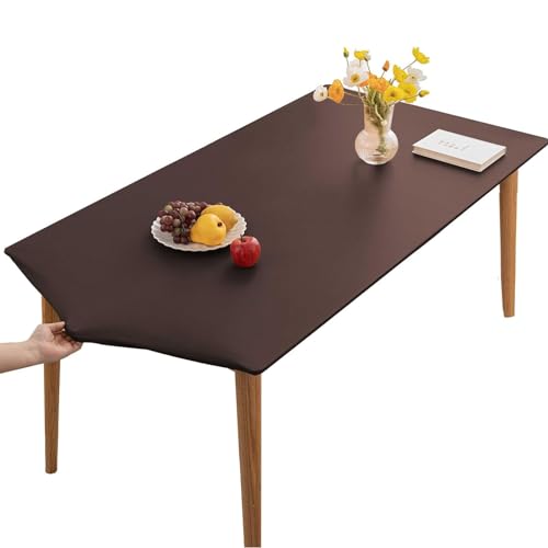 DEZYPZAM Tischdecke Rechteckige, Tischdecke PU Leder, Elastische Tischdecke Abwischbare Tischdecke Tischdecke, für Indoor Outdoor Picknick Camping Partys (Kaffee,80X120cm) von DEZYPZAM