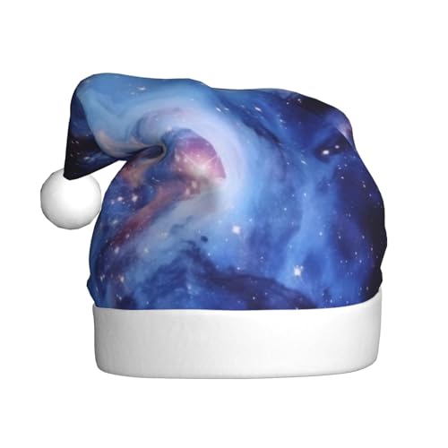 DFEPFKGOKL Blaue Galaxie – Klassische Weihnachtsmütze für Erwachsene – weicher Plüsch, Weihnachtsmannmützen, Weihnachtsfeiertags-Dekoration von DFEPFKGOKL