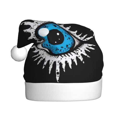 DFEPFKGOKL Evil Eye – Klassische Weihnachtsmütze für Erwachsene – weicher Plüsch, Weihnachtsmannmützen, Weihnachtsfeiertags-Dekoration von DFEPFKGOKL