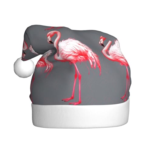 DFEPFKGOKL Hohler Flamingo – klassische Weihnachtsmütze für Erwachsene – weicher Plüsch, Weihnachtsmannmützen, Weihnachtsfeiertags-Dekoration von DFEPFKGOKL