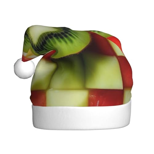 DFEPFKGOKL Kiwi Wassermelone – Klassische Weihnachtsmütze für Erwachsene – weicher Plüsch, Weihnachtsmannmützen, Weihnachtsfeiertags-Dekoration von DFEPFKGOKL