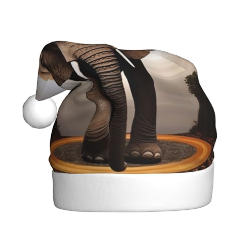 DFEPFKGOKL Skulptur-Elefant – Klassische Weihnachtsmütze für Erwachsene – weicher Plüsch, Weihnachtsmannmütze, Weihnachtsfeiertags-Dekoration von DFEPFKGOKL