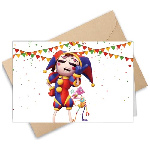 DFHOHL The Digital Circus Geburtstagskarte Grußkarten Happy Birthday Karte Klappkarten Blanko Mit Umschlag for Kinder Mädchen Junge (20x13.5cm) (Clever Idea) von DFHOHL