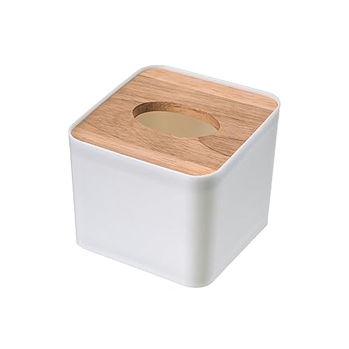 DFHS46JK Taschentuchbox-Abdeckung Holz Tissue Box Halter Toilettenpapier Handtuch Serviette Aufbewahrungsbox Seidenpapier Spender Fall Home Office Im Wohnzimmer(Weiß) von DFHS46JK