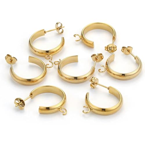 10 teile/los Gold Edelstahl Form C Ohrring Machen Lieferungen Haken Anschlüsse Ohrring Basis Beiträge Komponenten von DFLINGA