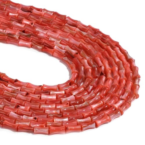 30'' 4x8mm natürliche Süßwasser-Muschelperlen, mehrfarbig, Bambus-Gelenkform, gefärbte Muschelperlen, Perlmutt, lose Perlen für DIY-Schmuck von DFLINGA