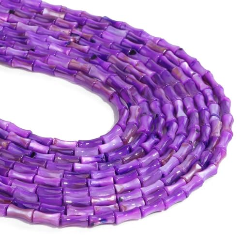 30'' 4x8mm natürliche Süßwasser-Muschelperlen, mehrfarbig, Bambus-Gelenkform, gefärbte Muschelperlen, Perlmutt, lose Perlen für DIY-Schmuck von DFLINGA