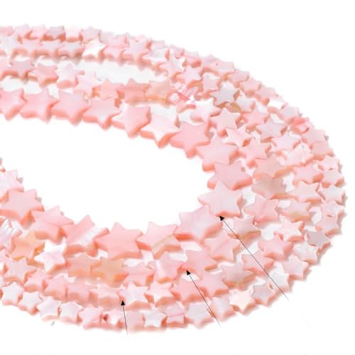 30" Natürliche rosa Perlmutt-Muschelperlen, Herz, Stern, runde gefärbte Muschelperle, Süßwasser-Muschelperlen zur Schmuckherstellung zum Selbermachen von DFLINGA