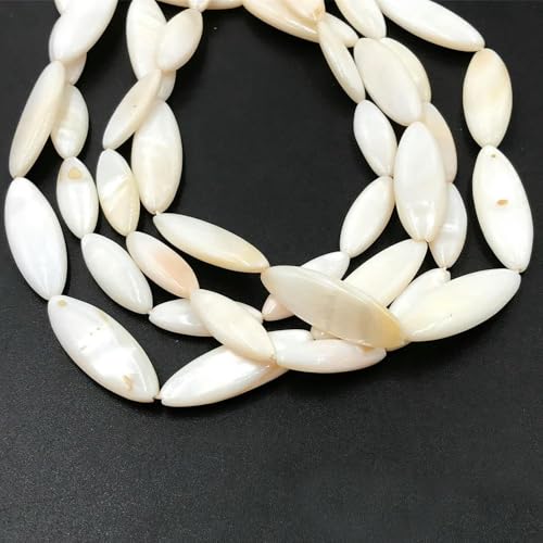 30 ''natürliche weiße Perlmutt-Muschelperlen, runde Muscheln, lose Perlen zur Schmuckherstellung, DIY-Armband, Halskettenzubehör von DFLINGA