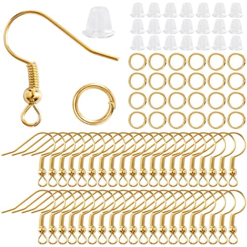 300-teiliges Ohrring-Set, hypoallergene Ohrringhaken, Biegeringe, durchsichtige Ohrringverschlüsse aus Gummi zur Schmuckherstellung von DFLINGA